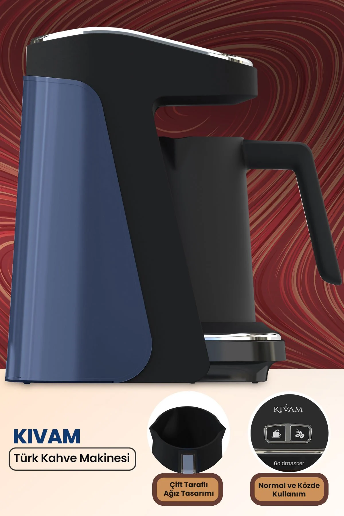 Goldmaster GM8380EM Kıvam Geniş Hazne Ege Mavisi Türk Kahve Makinesi