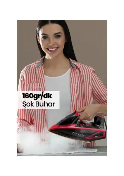 Goldmaster Projet GM-7632 2600W Seramik Tabanlı 160 gr Şok Buharlı Ütü