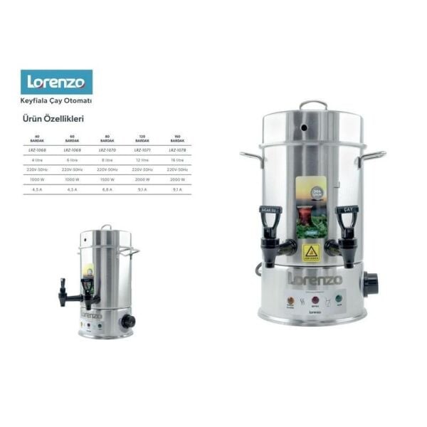 LORENZO KEYFİALA 60 BARDAK SEMAVER ÇAY OTOMATI