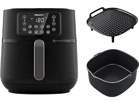 Philips HD9285/96 5000 Serisi Airfryer XXL Connected, 7,2 l (1,4 kg), Rapid Air Teknolojisi, Pişirme ve Izgara Aksesuarları,
