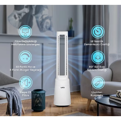 UFO ATH-20 KULE TİPİ KANATSIZ FAN VE HAVA TEMİZLEYİCİ