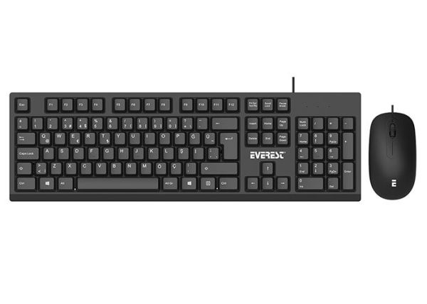 EVEREST KM-615 KABLOLU KLAVYE+MOUSE SİYAH USB Q SET